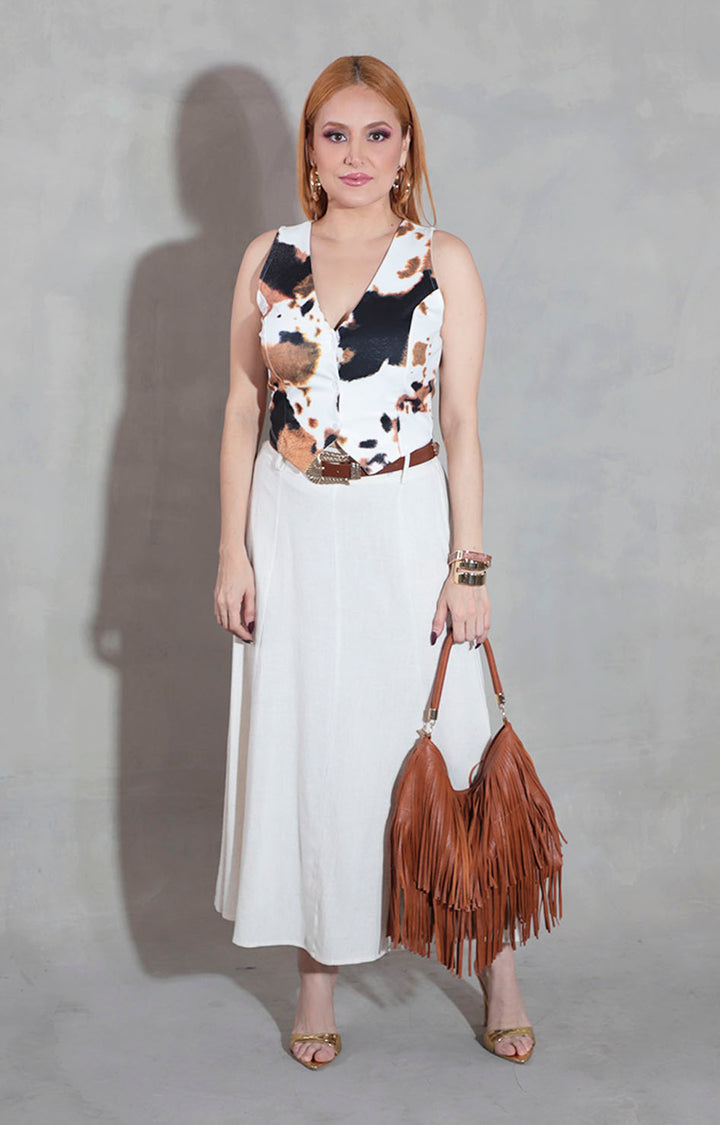 Chaleco blanco cow - CHALECO Boutiquemirel 