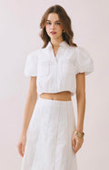 Blusa blanca con mangas globo - BLUSA REGULAR Boutiquemirel 