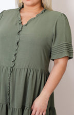 Vestido corto babydoll con olán
