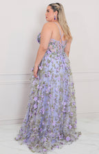 Vestido lila con corset y flores 3D - VESTIDO LARGO CURVY Boutiquemirel 