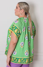 Blusa verde estampada - BLUSAS CURVY Boutiquemirel 
