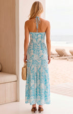 Vestido halter con estampado azul - PALAZZO LARGO REGULAR Boutiquemirel 