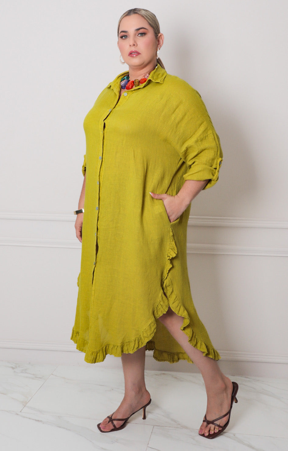 Vestido liso con botones - VESTIDO CORTO CURVY Boutiquemirel 