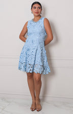 Vestido azul de guipiur - VESTIDO CORTO REGULAR Boutiquemirel 