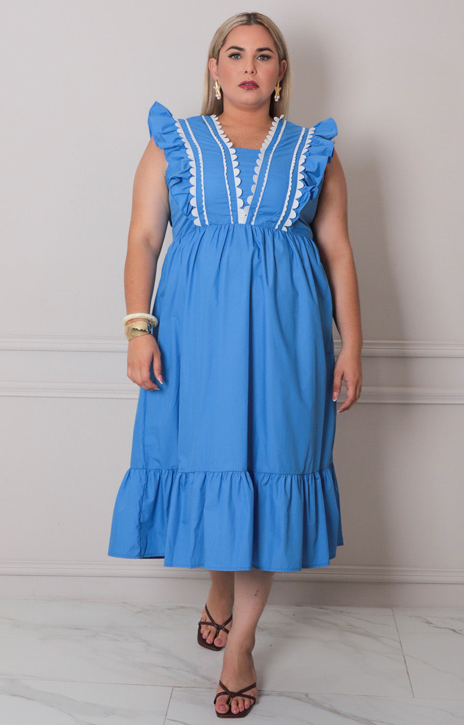 V*2-26*ANGELA*M10752WX*AZUL - VESTIDO CORTO CURVY Boutiquemirel 