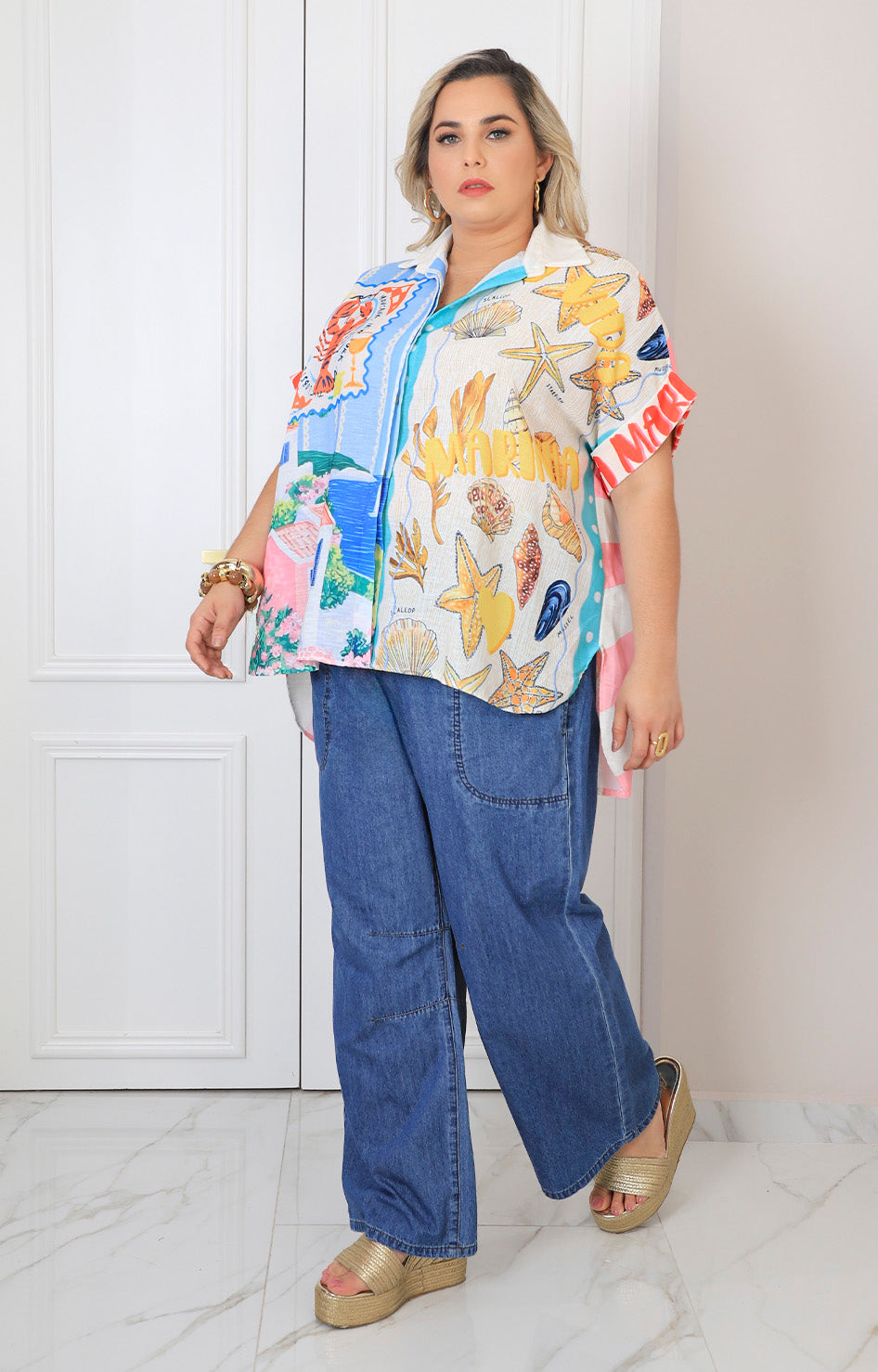 Blusa estampada de botones