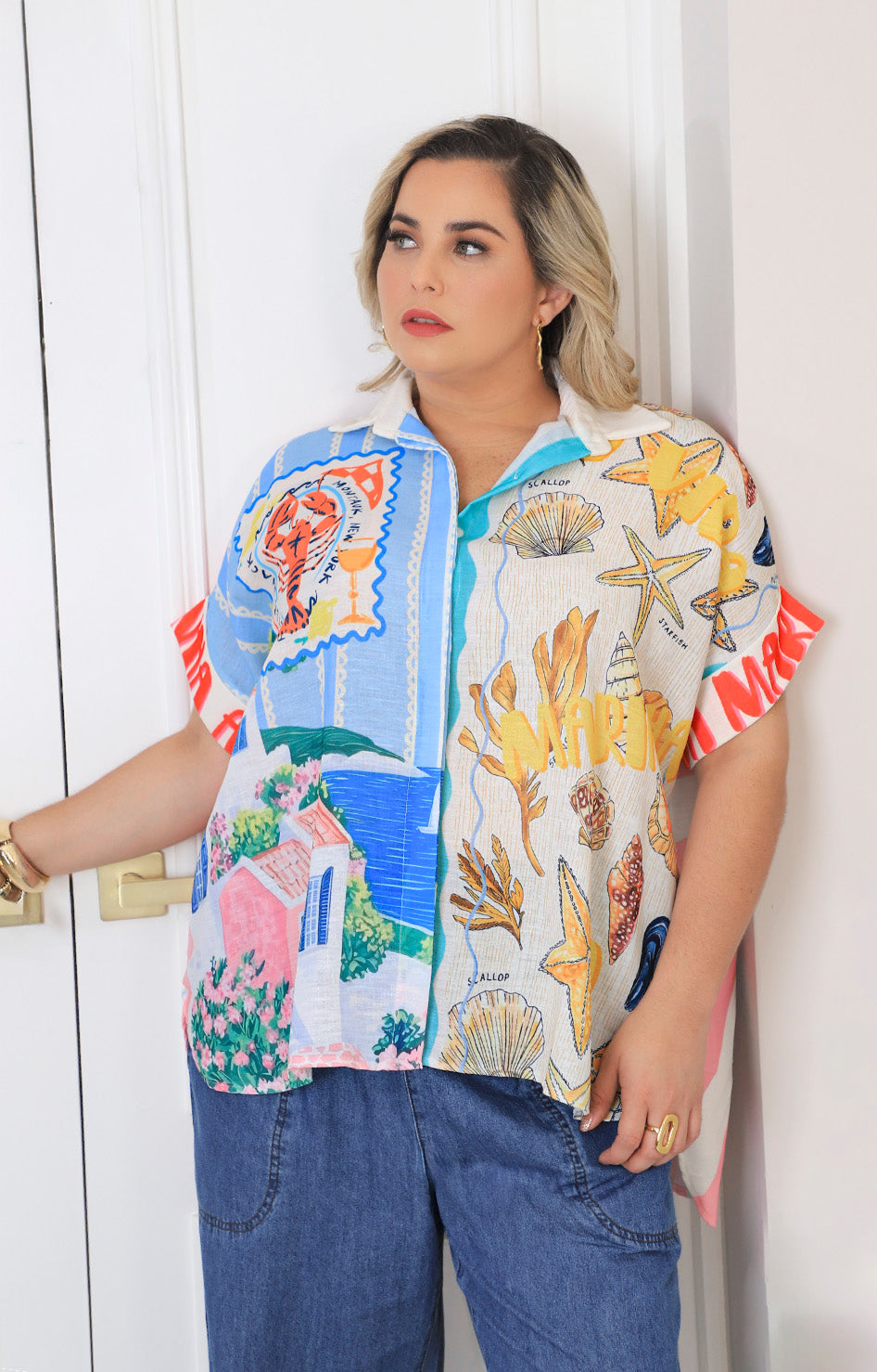 Blusa estampada de botones