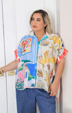 Blusa estampada de botones