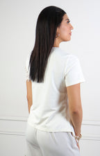 Blusa con encaje y hebilla dorada