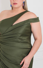 Vestido verde asimétrico - VESTIDO LARGO CURVY Boutiquemirel 