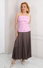 Blusa strapless con pedrería
