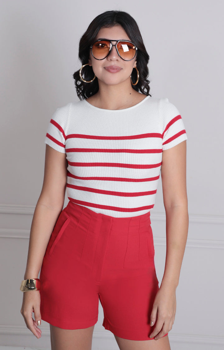 Blusa blanca de rayas - BLUSAS REGULAR Boutiquemirel 