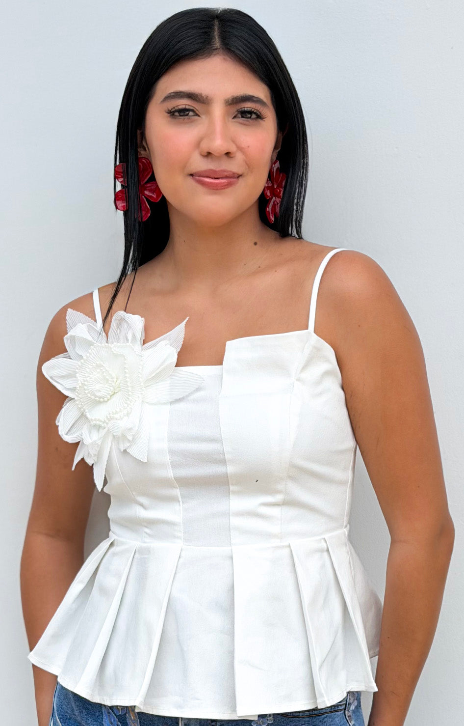 Blusa blanca peplum y detalle 3D - BLUSAS REGULAR Boutiquemirel 