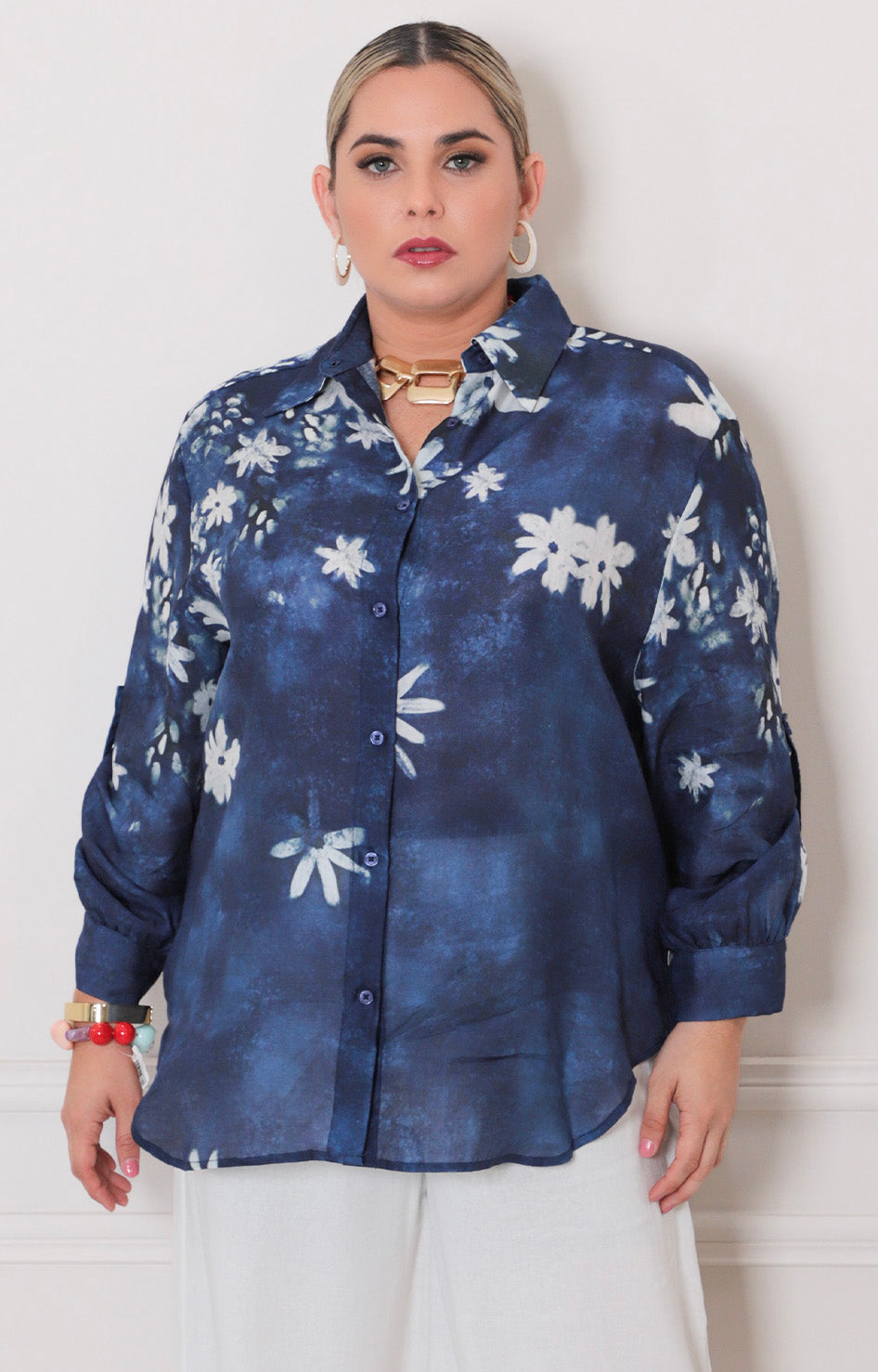 blusa azul con estampado - BLUSAS REGULAR Boutiquemirel 
