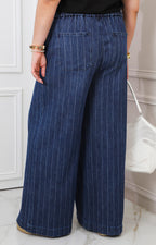 Pantalón denim a rayas