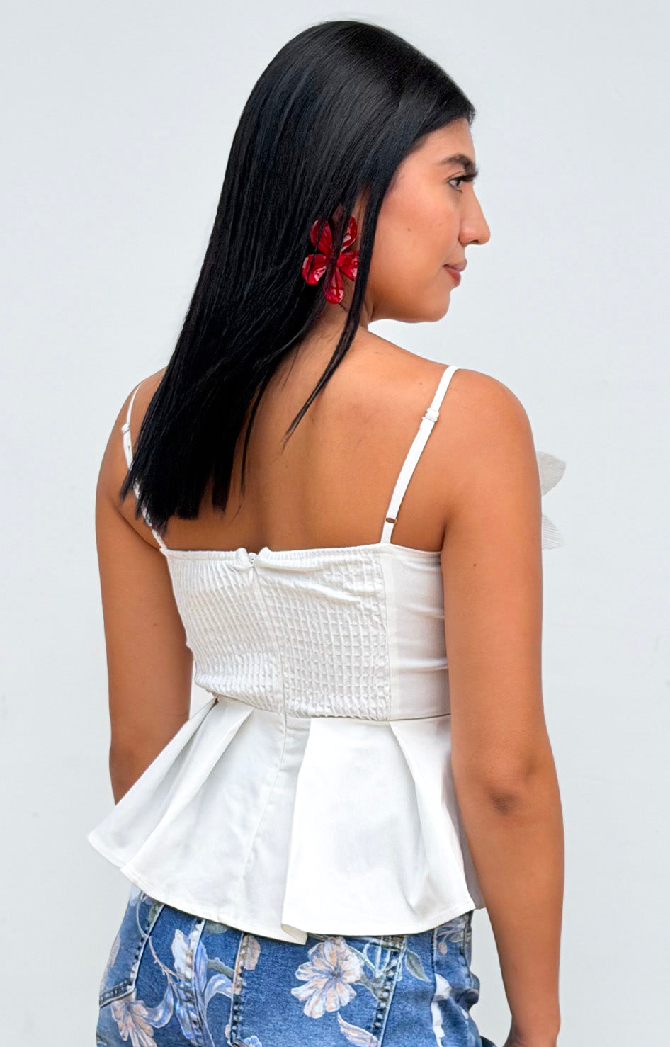 Blusa blanca peplum y detalle 3D - BLUSAS REGULAR Boutiquemirel 