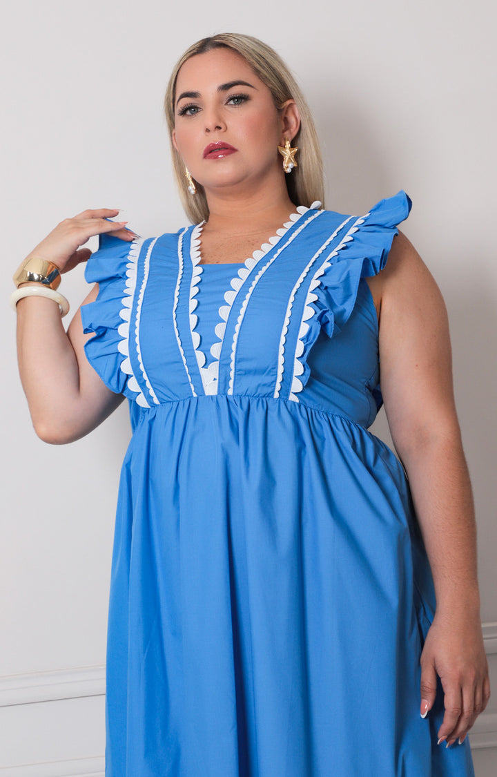 V*2-26*ANGELA*M10752WX*AZUL - VESTIDO CORTO CURVY Boutiquemirel 