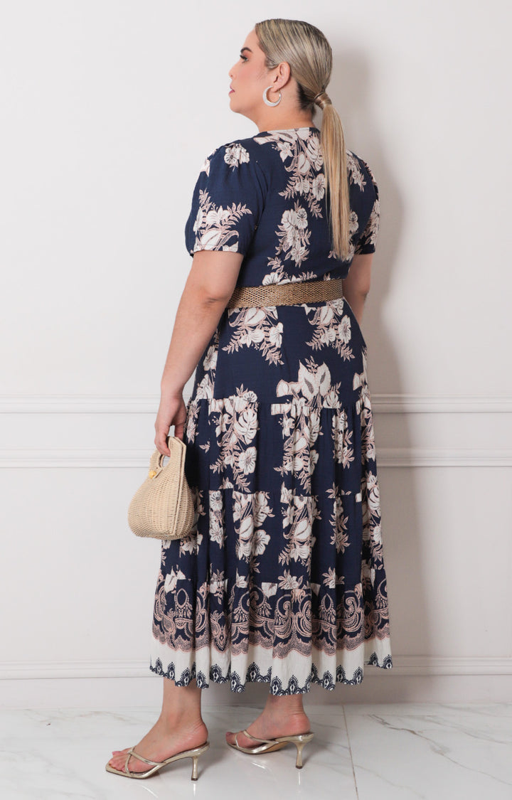 Vestido estampado con cinturón - VESTIDO LARGO CURVY Boutiquemirel 