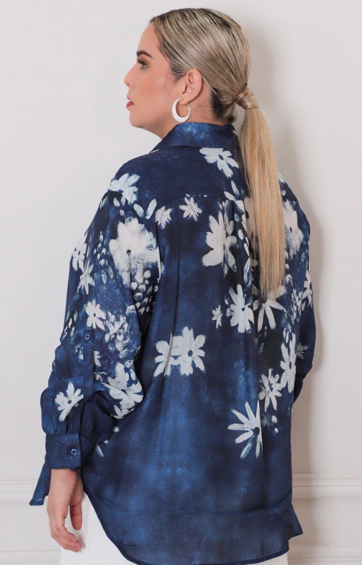 blusa azul con estampado - BLUSAS REGULAR Boutiquemirel 