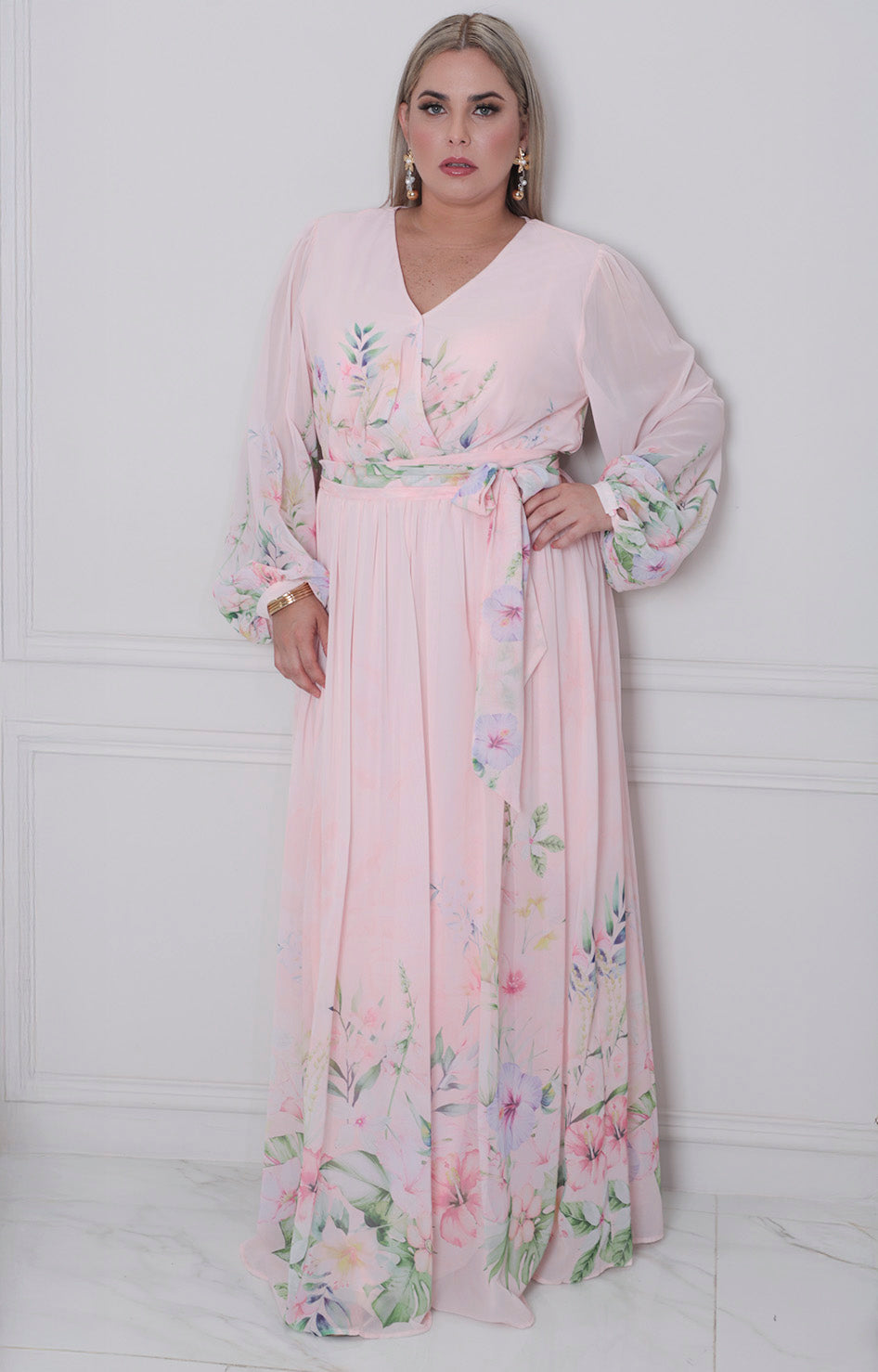 Vestido de manga larga estampado - VESTIDO LARGO CURVY Boutiquemirel 