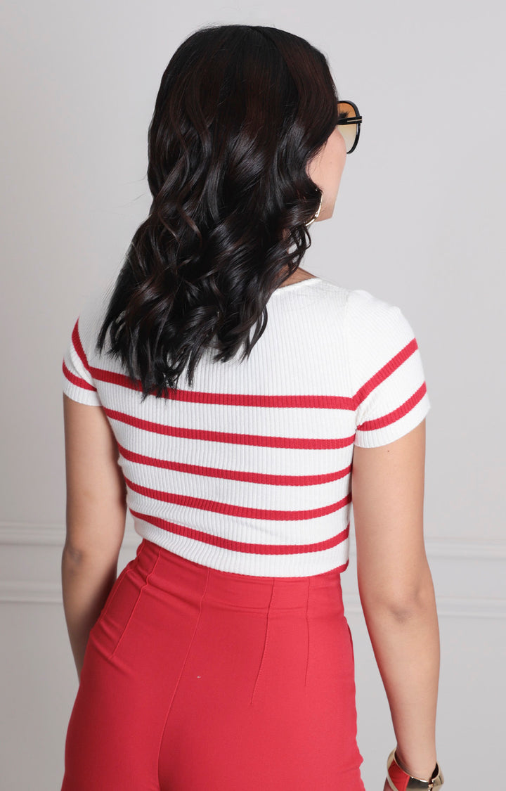 Blusa blanca de rayas - BLUSAS REGULAR Boutiquemirel 