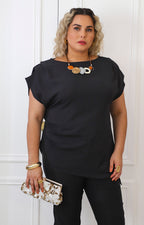 Blusa con collar y detalle fruncido
