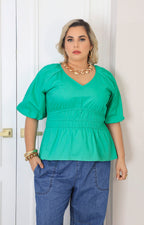 Blusa verde peplum