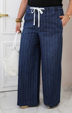 Pantalón denim a rayas