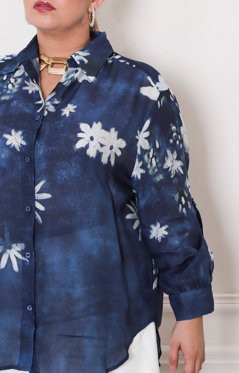 blusa azul con estampado - BLUSAS REGULAR Boutiquemirel 