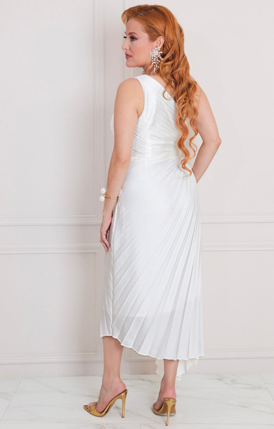 Vestido blanco plisado - VESTIDO LARGO REGULAR Boutiquemirel 