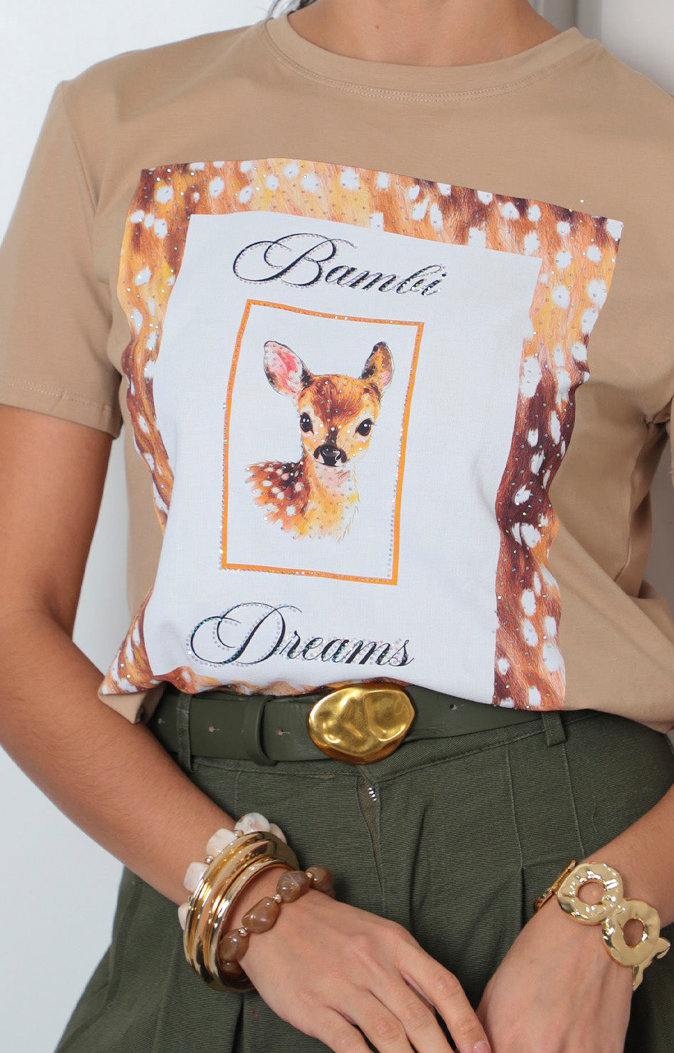 Blusa beige con estampado Bambi