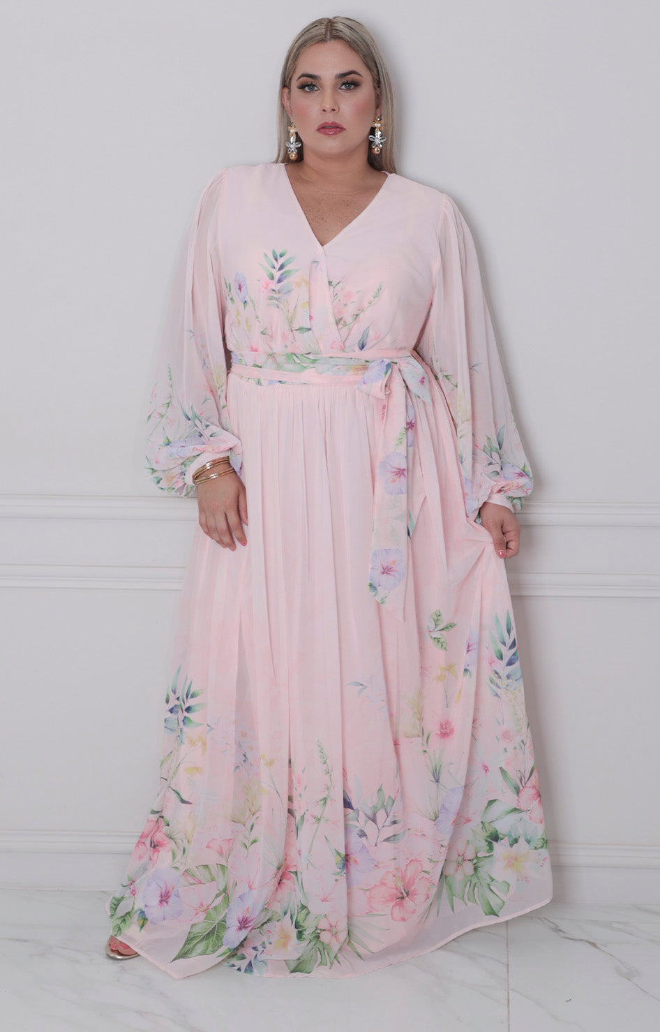 Vestido de manga larga estampado - VESTIDO LARGO CURVY Boutiquemirel 