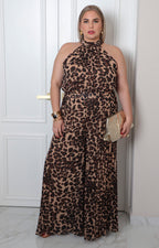 Palazzo largo curvy Boutiquemirel con estampado animal print y drapeado al frente