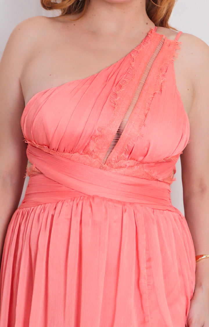 Vestido coral asimétrico - VESTIDO LARGO REGULAR Boutiquemirel 
