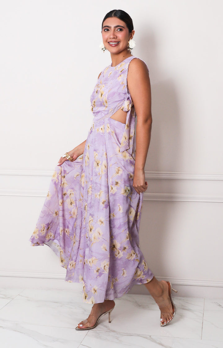 Vestido lila estampado - VESTIDO LARGO REGULAR Boutiquemirel 