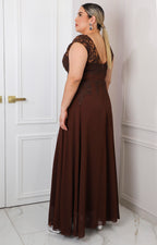 Vestido café largo