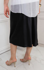 Falda midi satinada
