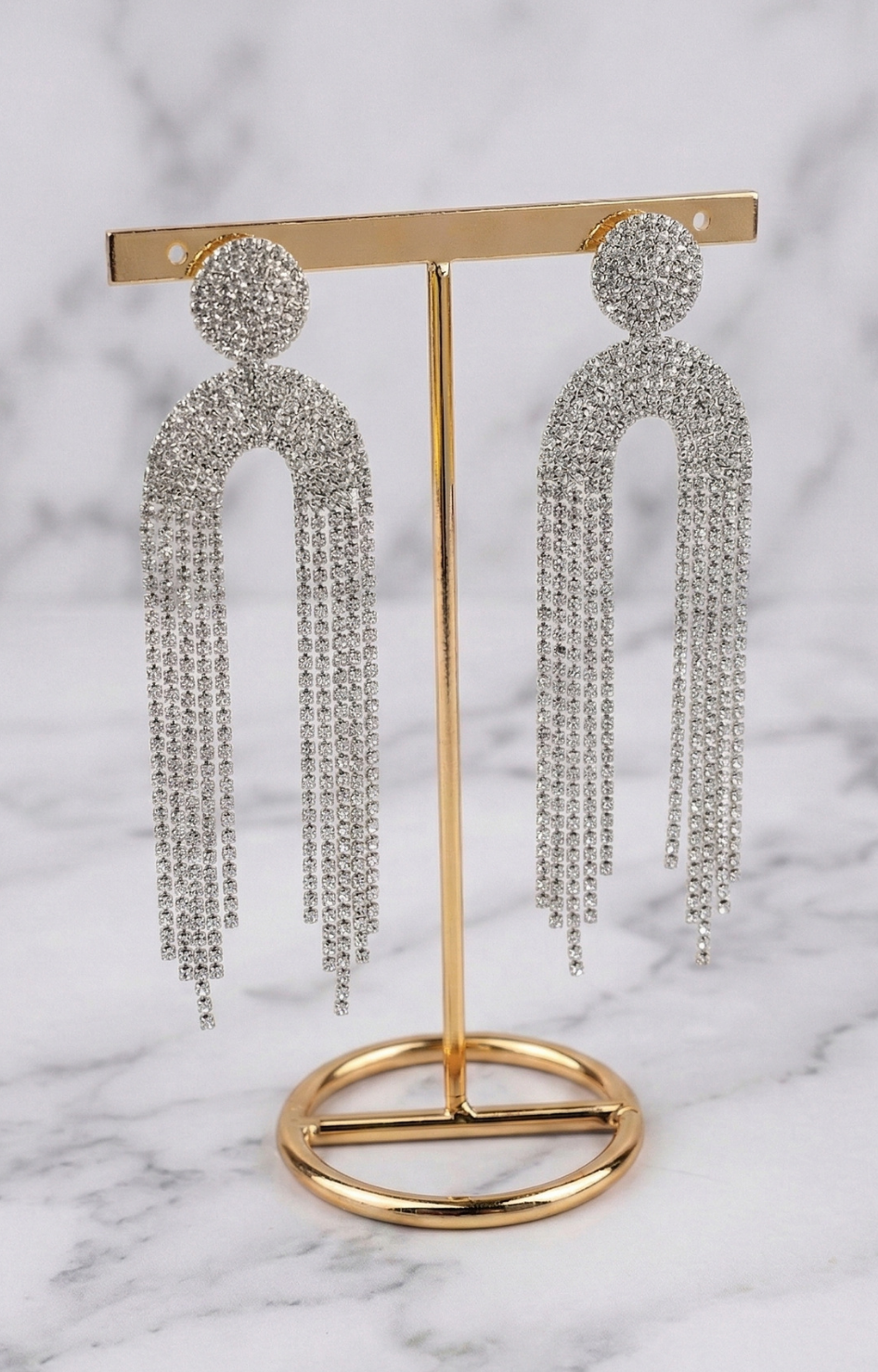 Aretes largos brillantes tipo cascada - ARETE Boutiquemirel 