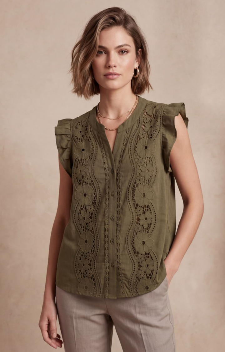 Blusa bordada con volantes - BLUSAS REGULAR Boutiquemirel 
