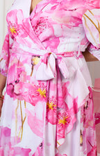 Vestido maxi floral cruzado