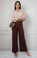Blusa camisera beige con polka dots