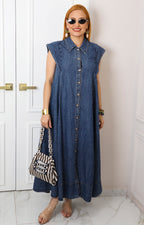 Vestido largo de mezclilla con botones