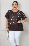 Blusa café con polka dots