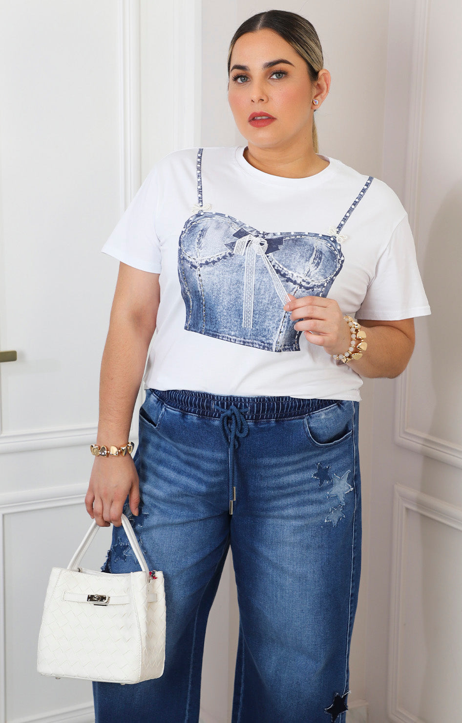Blusa blanca estampada