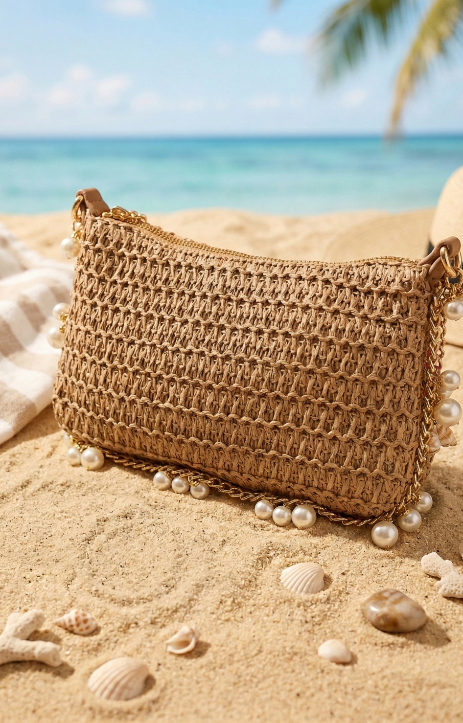 Bolsa Tejida de Mano con Detalles en Perlas - BOLSAS Boutiquemirel 