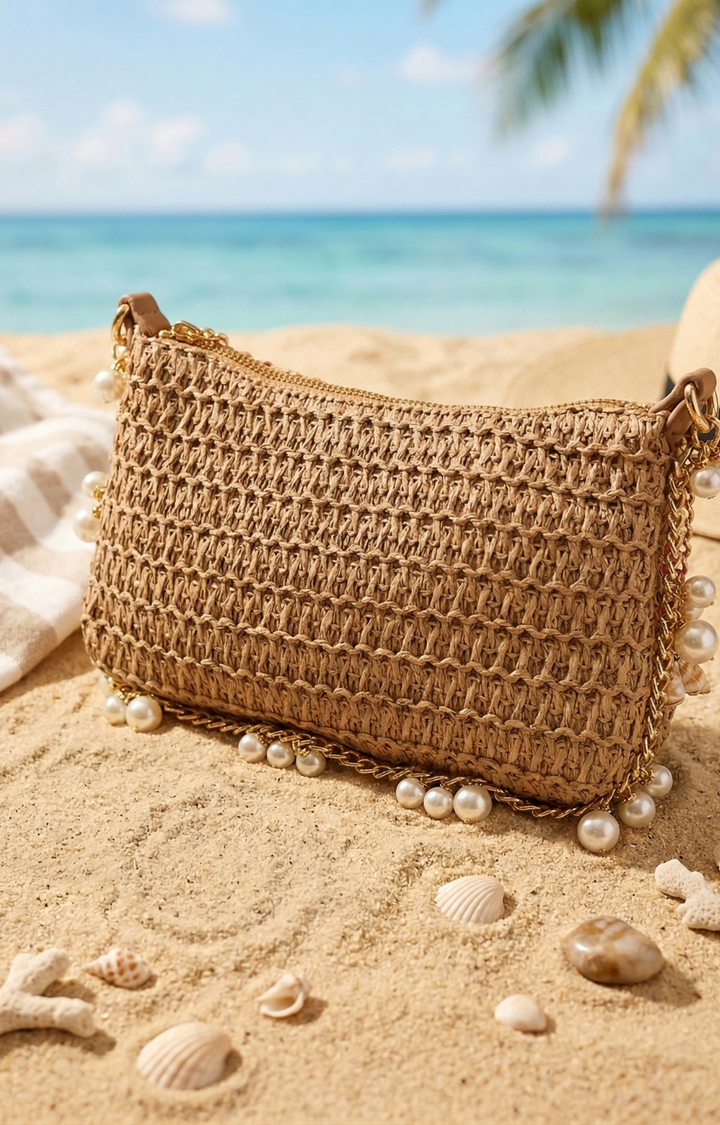 Bolsa Tejida de Mano con Detalles en Perlas - BOLSAS Boutiquemirel 
