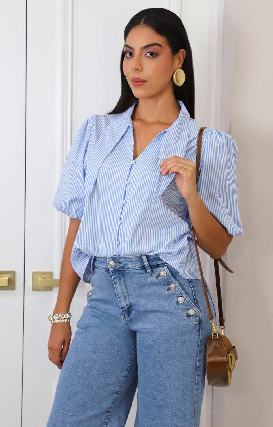 Blusa de rayas con botones