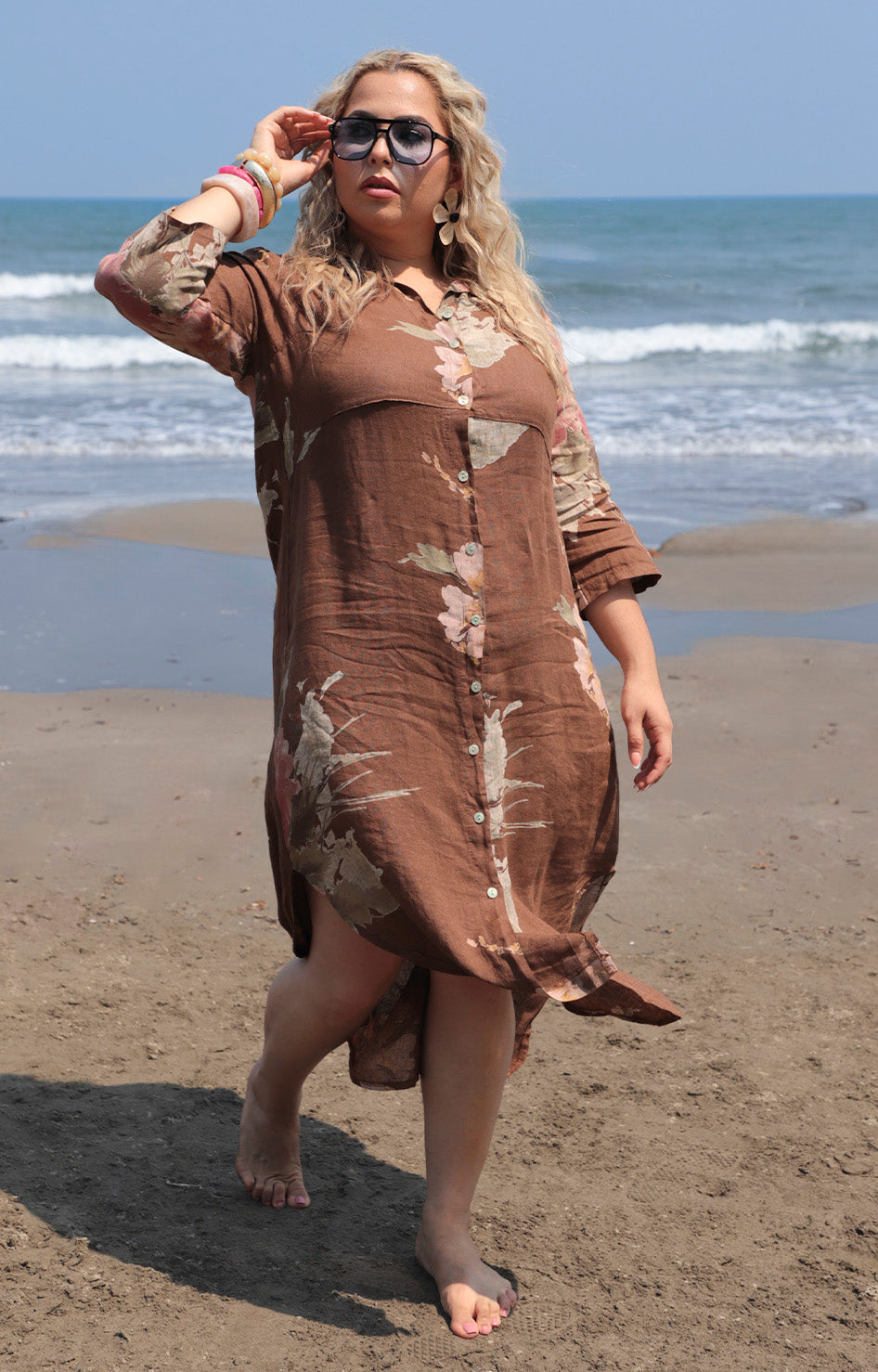 V*3-26*MEO  MELI*NV-1579*CAFE - VESTIDO LARGO CURVY Boutiquemirel 