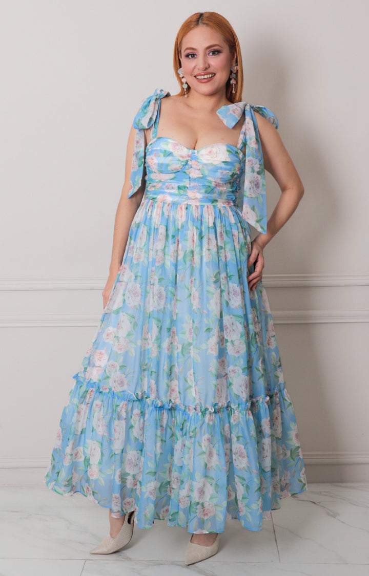 Vestido azul estampado - VESTIDO LARGO REGULAR Boutiquemirel 