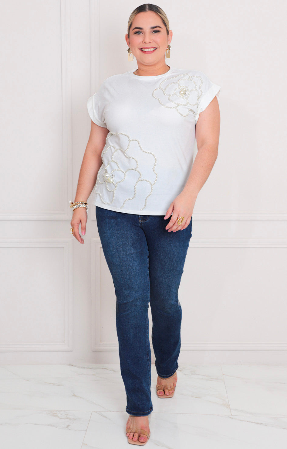 Blusa floral con aplicaciones - BLUSAS CURVY Boutiquemirel 